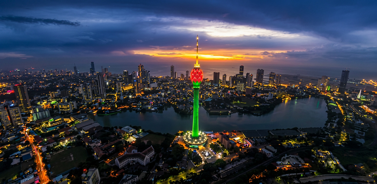 Colombo skyline and Lotus Tower day trip from Wadduwa Sri Lanka