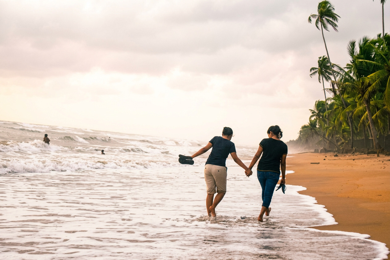 Golden sandy beach in Wadduwa Sri Lanka near Terra Chas Cinnamon House